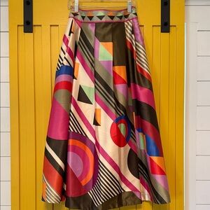 Multicolor Geometric Print A-Line Skirt